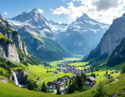 Panorama of the Jungfrau region with the Eiger, Mönch, and Jungfrau peaks