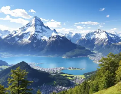 View from the summit of Mount Pilatus with the Swiss Alps in the background