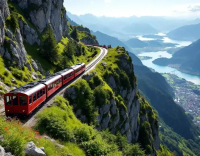 Panoramic view from the summit of Mount Rigi overlooking Lake Lucerne and the Swiss Alps
